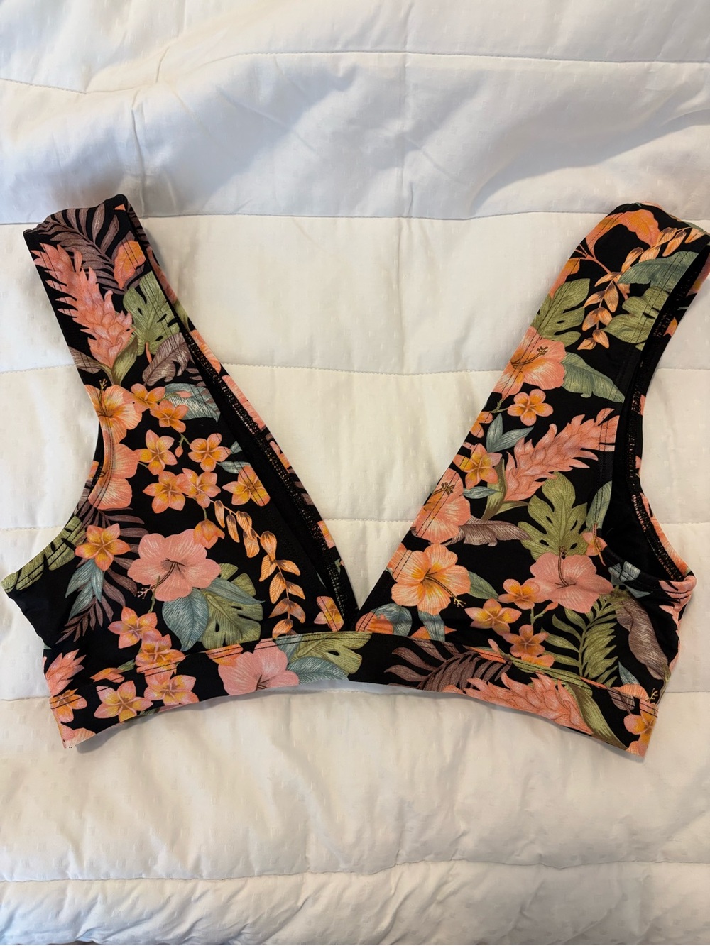 Body Glove Black Floral V-Neck Crop Bikini Top